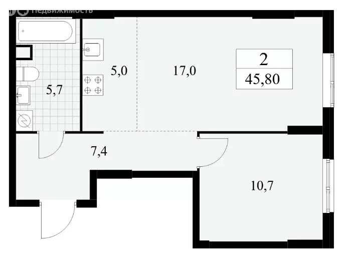 2-комнатная квартира: Москва, Бартеневская улица, 18к2 (45.8 м) - Фото 0