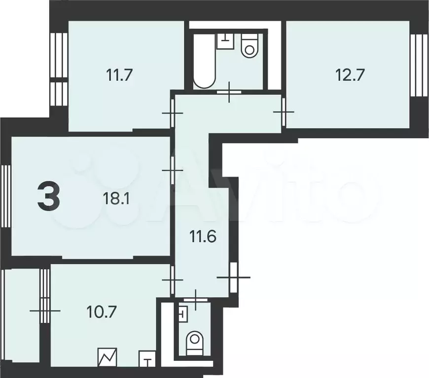 Аукцион: 3-к. квартира, 70,5 м, 9/19 эт. - Фото 1
