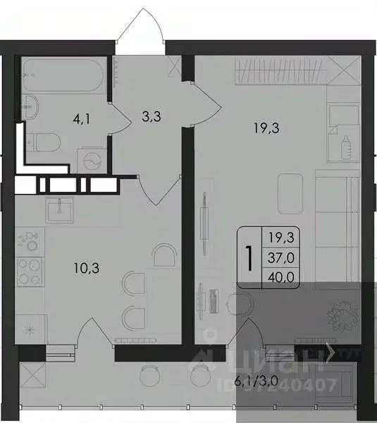 1-к кв. Воронежская область, Воронеж ул. Шишкова, 140Б/21 (40.0 м) - Фото 0