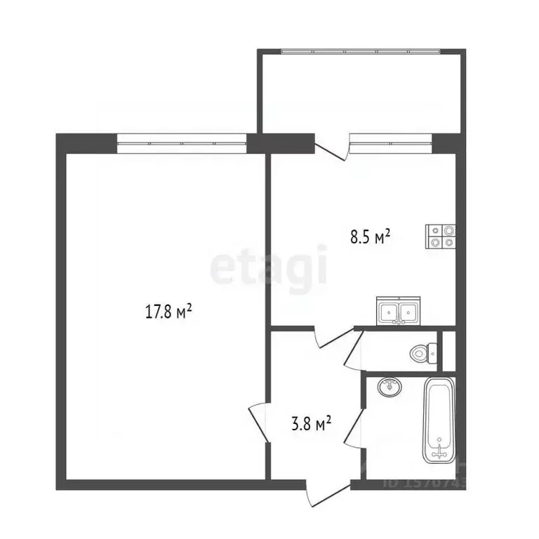 1-к кв. Санкт-Петербург ул. Жени Егоровой, 4К3 (32.8 м) - Фото 1