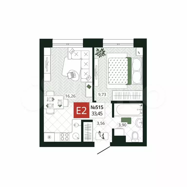 1-к. квартира, 33,5 м, 11/19 эт. - Фото 0