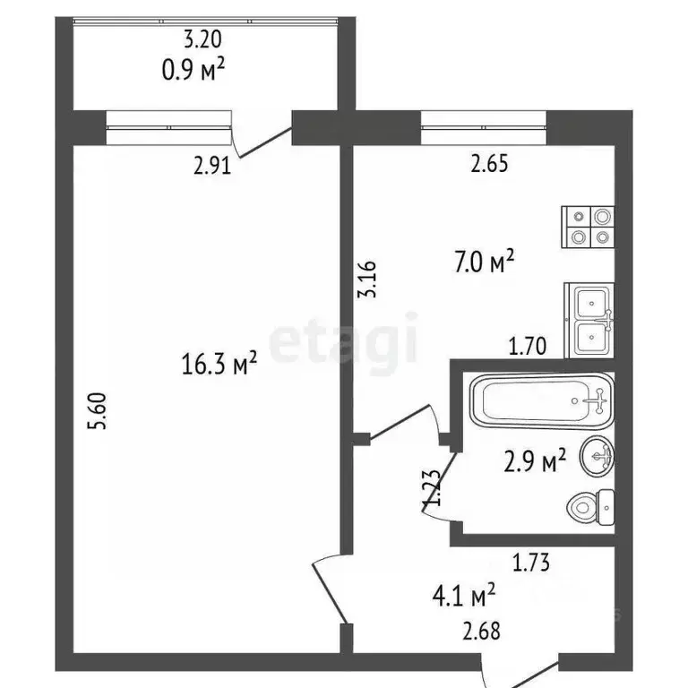1-к кв. Калининградская область, Калининград Киевская ул., 95А (30.3 ... - Фото 2