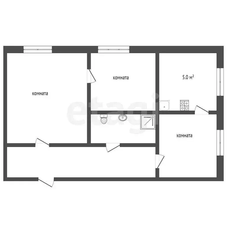3-комнатная квартира: Троицк, Сибирская улица, 5 (39.1 м) - Фото 1