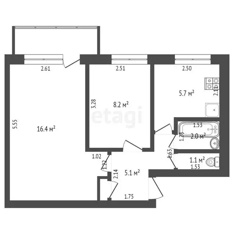 2-комнатная квартира: Ковров, Моховая улица, 2/6 (42.5 м) - Фото 1