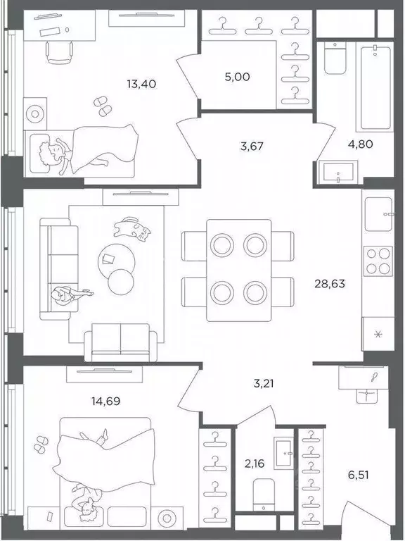 Квартира, 3 комнаты, 85 м - Фото 1