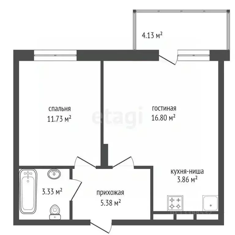 2-к кв. Красноярский край, Красноярск Свободный просп., 66М (46.0 м) - Фото 2