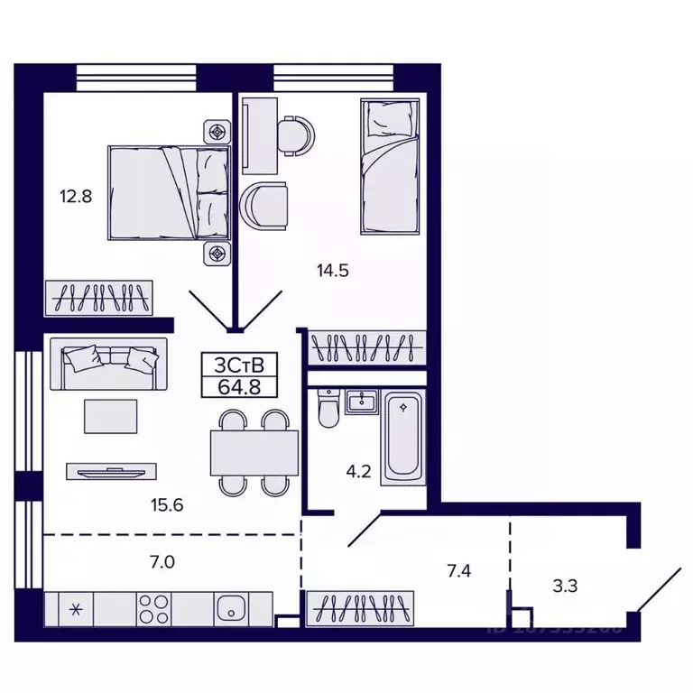 3-к кв. Хабаровский край, Хабаровск ул. Карла Маркса (64.79 м) - Фото 1