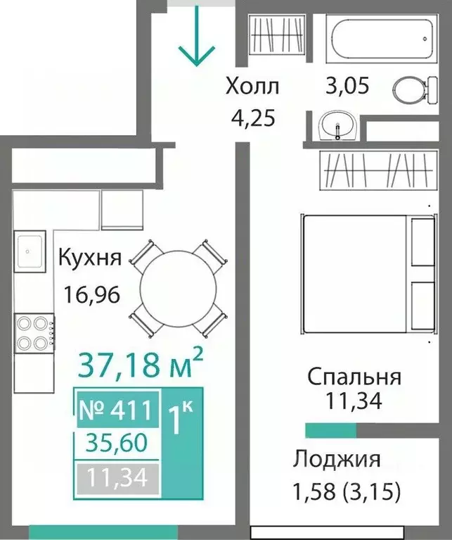 1-к кв. Крым, Симферополь Крымская роза мкр,  (37.18 м) - Фото 0