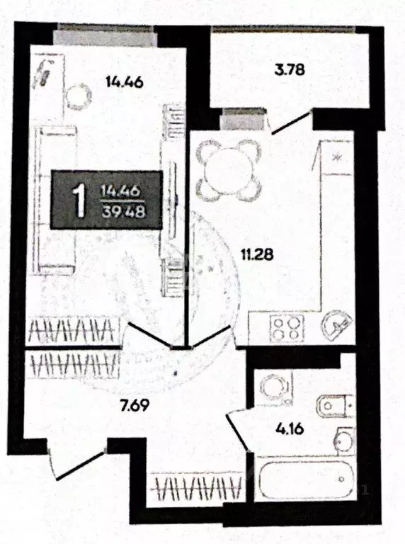 1-к кв. Башкортостан, Уфа ул. Генерала Ишбулатова, 8/2 (37.5 м) - Фото 2