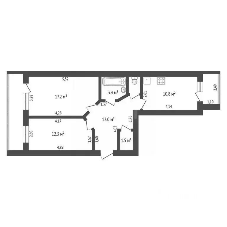 2-к кв. Амурская область, Благовещенск ул. Пушкина, 100 (58.5 м) - Фото 2