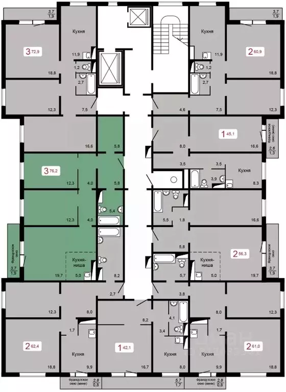 3-к кв. Красноярский край, Красноярск ул. Кутузова, 2с4 (76.2 м) - Фото 0