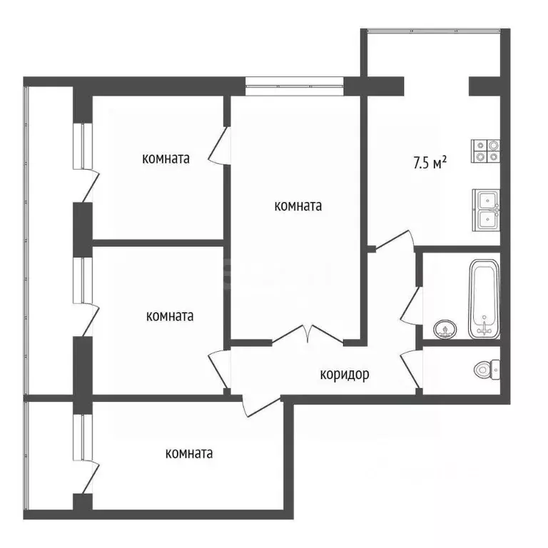4-к кв. Ростовская область, Таганрог Котлостроительная ул., 31 (64.0 ... - Фото 2