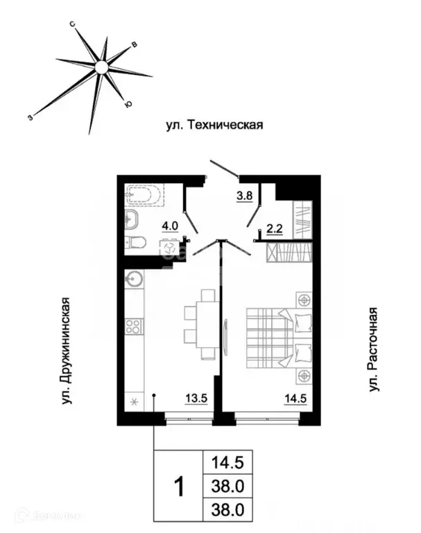 Продаётся 1-к квартира, 39.8 м - Фото 1