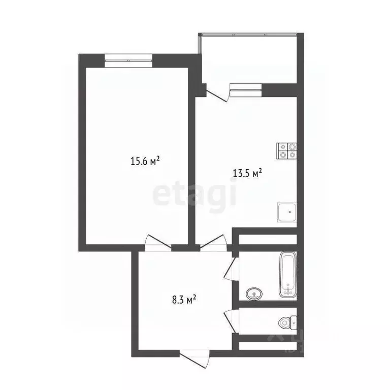 1-к кв. Тюменская область, Тюмень ул. Николая Зелинского, 1 (41.0 м) - Фото 2