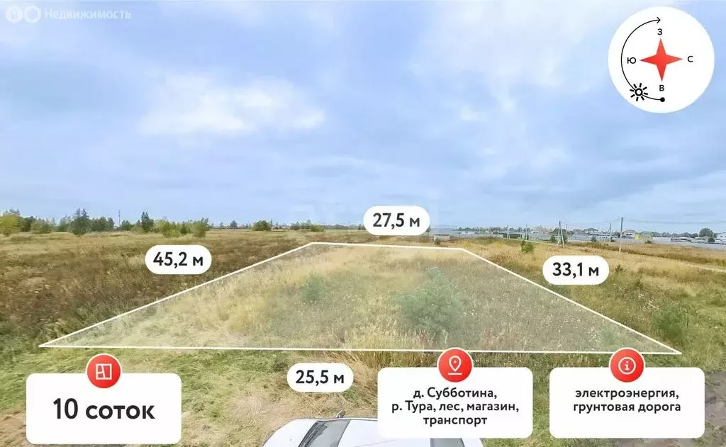 Участок в Тюменский муниципальный округ, деревня Субботина (10 м) - Фото 2