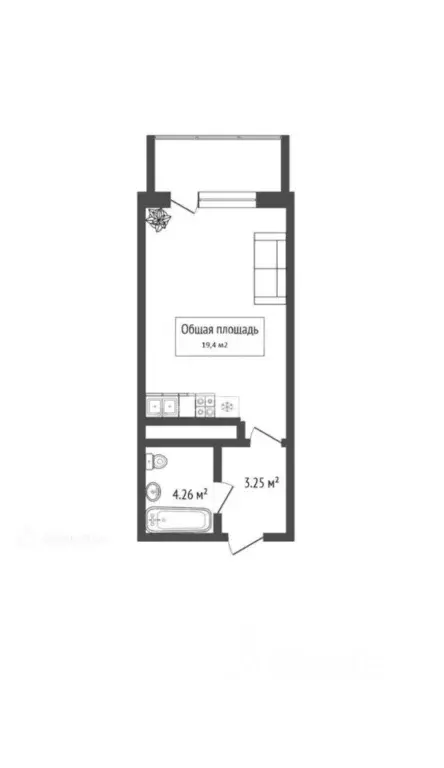 Студия Новосибирская область, Новосибирск ул. Виктора Уса, 13 (20.0 м) - Фото 2