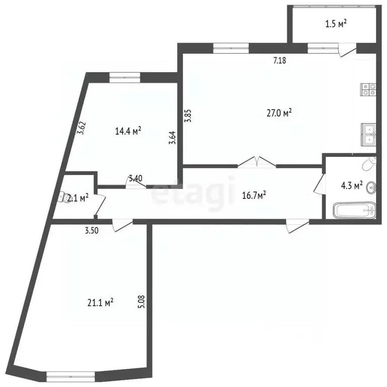 3-к кв. Белгородская область, Белгород ул. Газовиков, 11 (86.0 м) - Фото 2