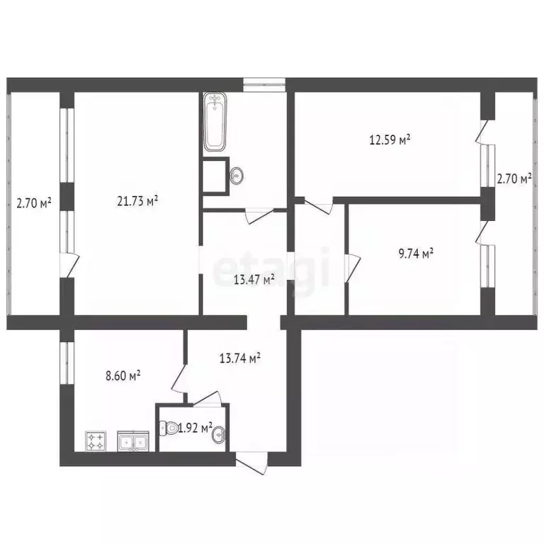 3-к кв. Санкт-Петербург Бухарестская ул., 152к1 (73.1 м) - Фото 1