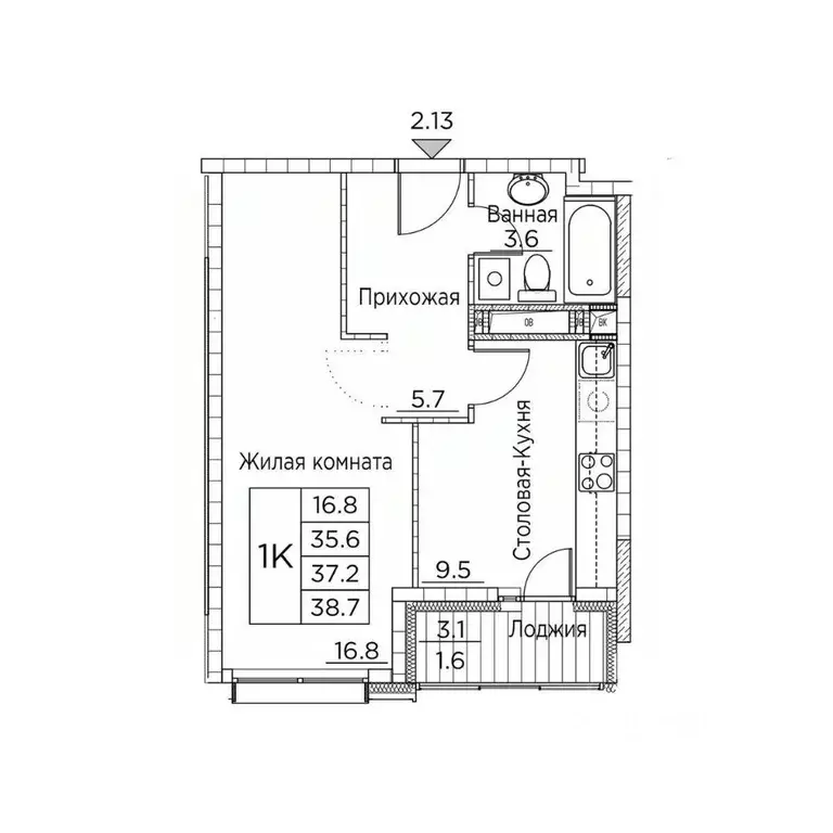 1-к кв. Приморский край, Владивосток ул. Расула Гамзатова, 7к2 (38.7 ... - Фото 1