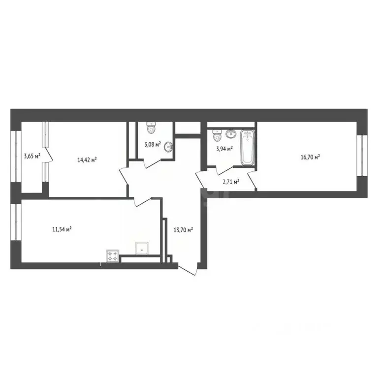 3-к кв. Башкортостан, Уфа ул. Гафури, 71 (83.2 м) - Фото 1