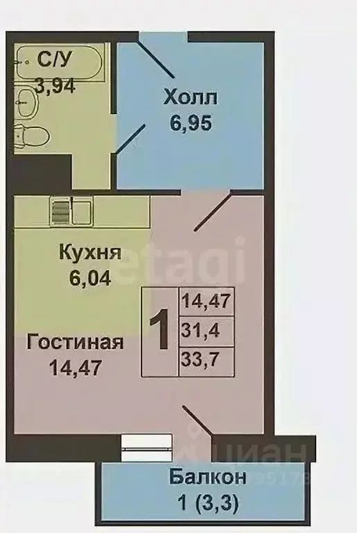 Студия Татарстан, Казань Залесный жилмассив, ул. Гавриила Державина, ... - Фото 2