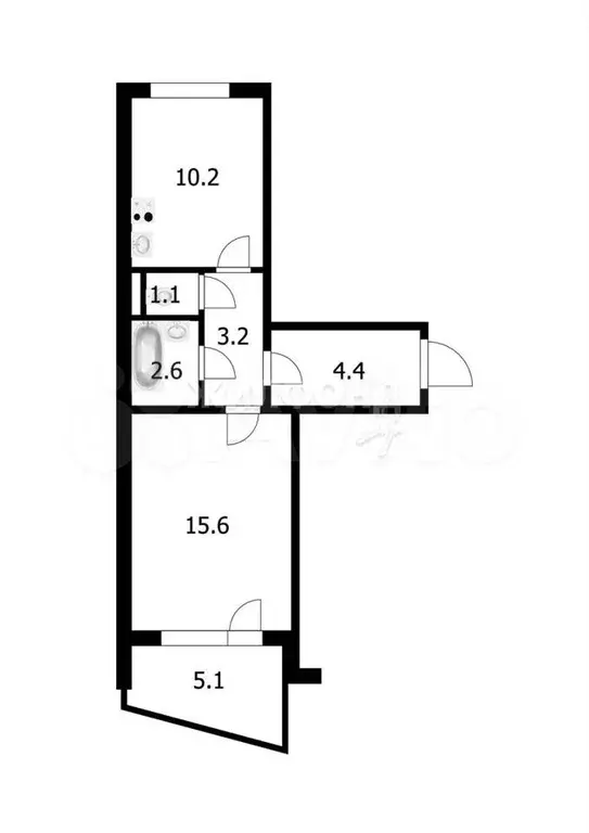 1-к. квартира, 37,1 м, 7/10 эт. - Фото 0