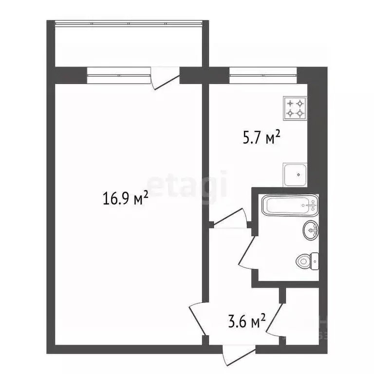 1-к кв. Красноярский край, Красноярск ул. Юшкова, 12А (30.4 м) - Фото 2