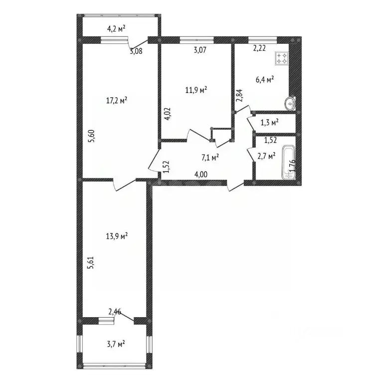 3-к кв. Башкортостан, Уфа Баязита Бикбая ул., 36 (64.9 м) - Фото 1