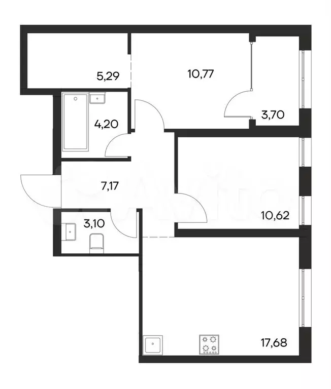 2-к. квартира, 62,5 м, 4/4 эт. - Фото 0