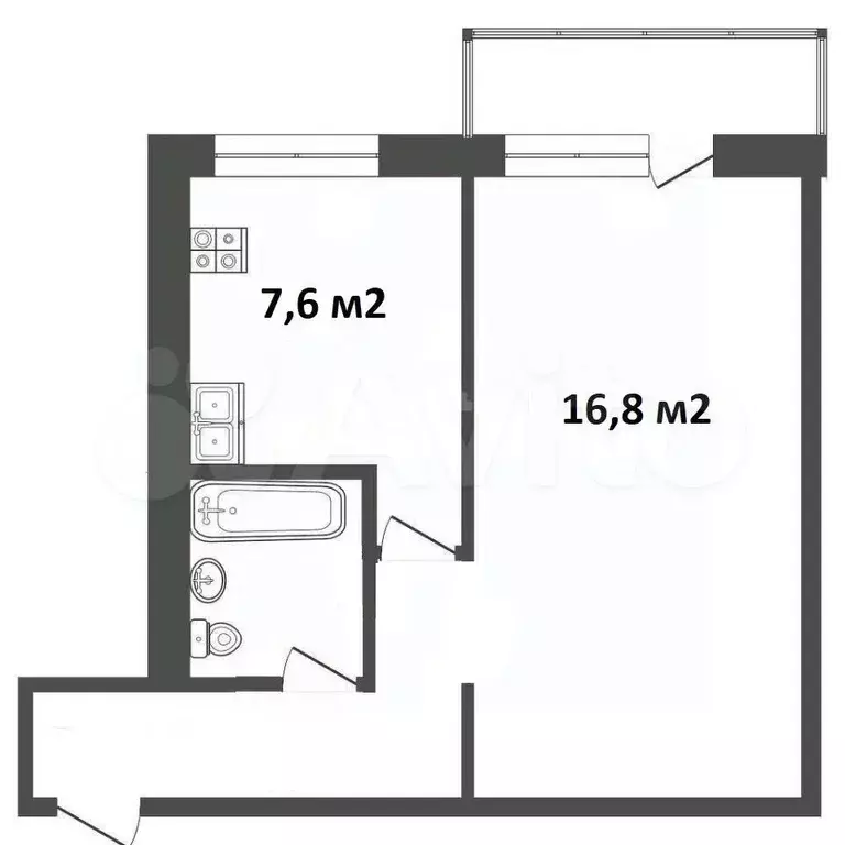 1-к. квартира, 31,4 м, 3/5 эт. - Фото 0