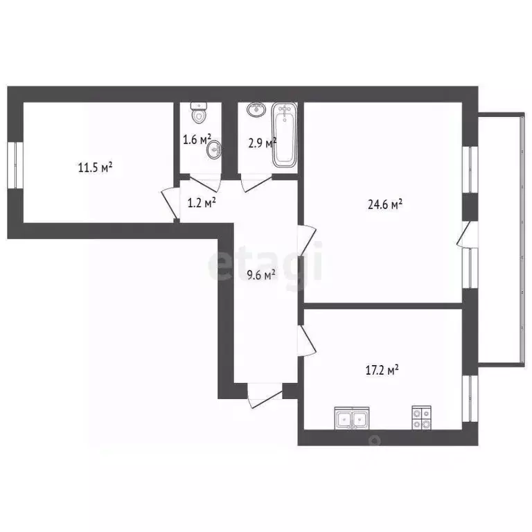 2-к кв. Тюменская область, Тюмень Солнечный проезд, 8к2 (69.3 м) - Фото 1