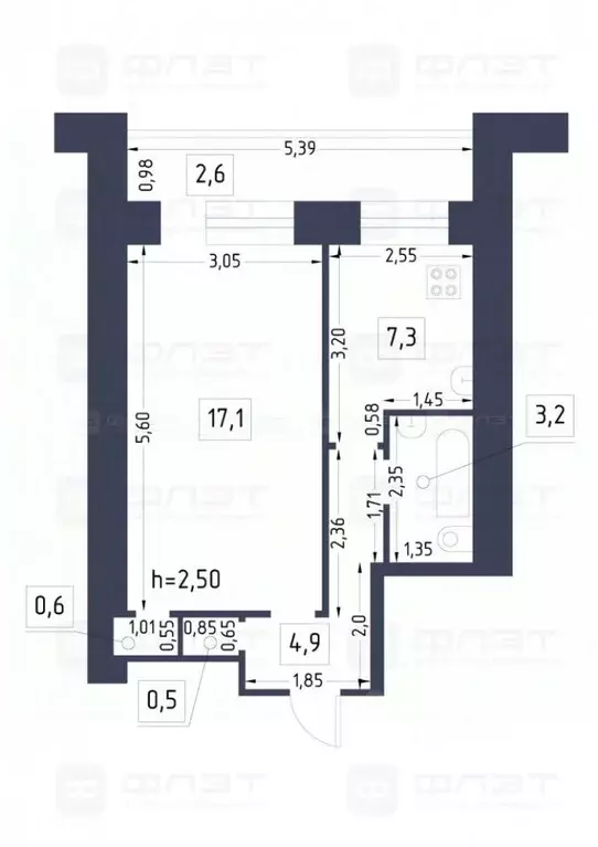 1-к кв. Татарстан, Казань ул. Татарстан, 47 (36.2 м) - Фото 2