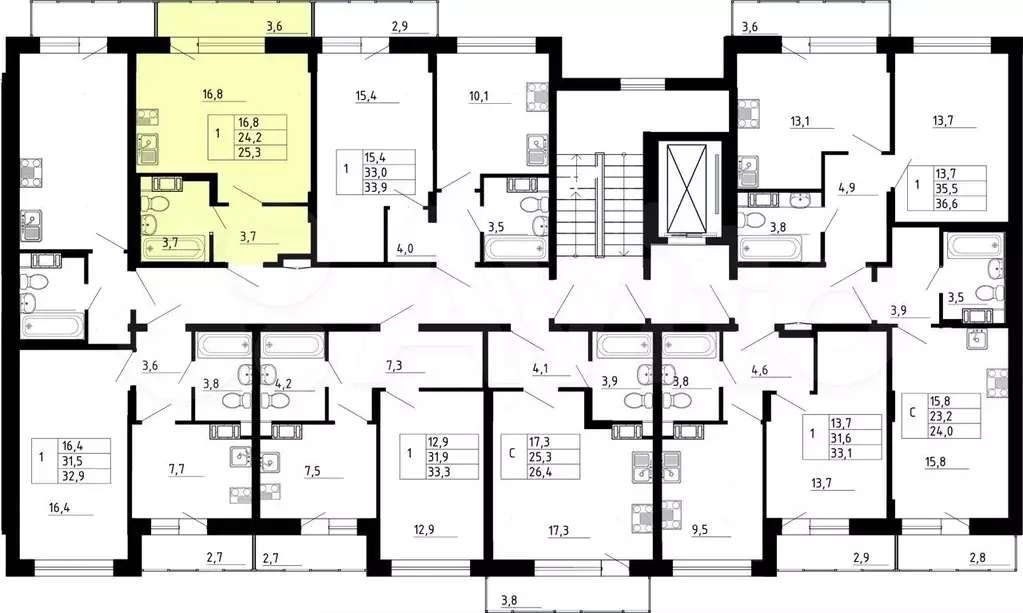 Квартира-студия, 24,2 м, 2/8 эт. - Фото 0