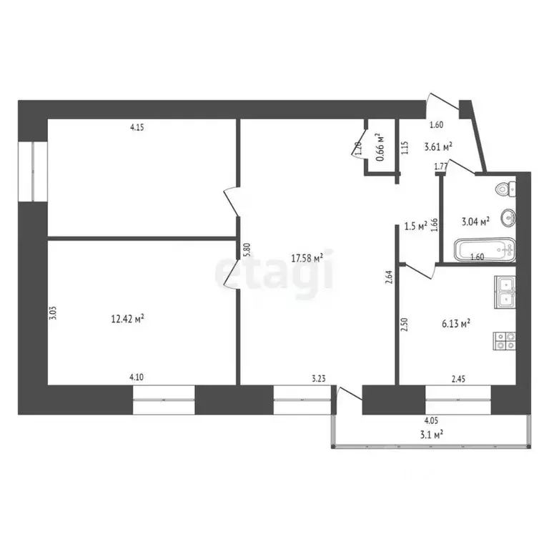 3-к кв. Ульяновская область, Ульяновск ул. Гончарова, 8 (54.5 м) - Фото 1
