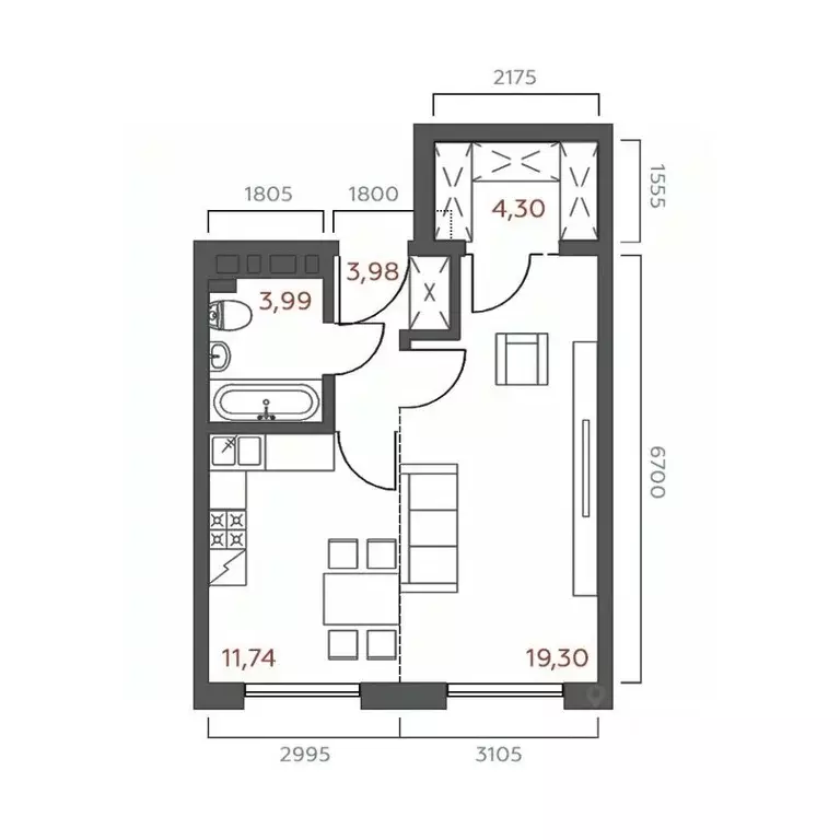 1-к кв. Иркутская область, Иркутск ул. 6-я Советская, 2 (43.31 м) - Фото 0
