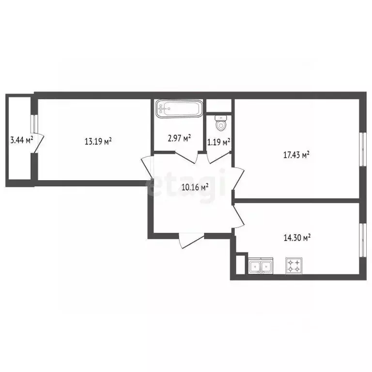 2-к кв. Санкт-Петербург пос. Парголово, Заречная ул., 17 (60.0 м) - Фото 2