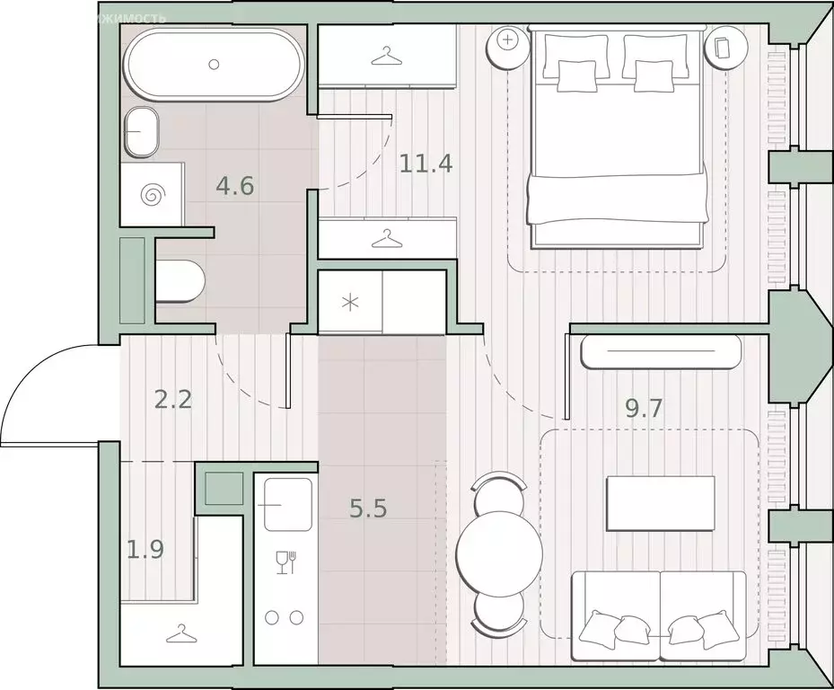 1-комнатная квартира: Москва, Очаковское шоссе, 5к4 (35.3 м) - Фото 0