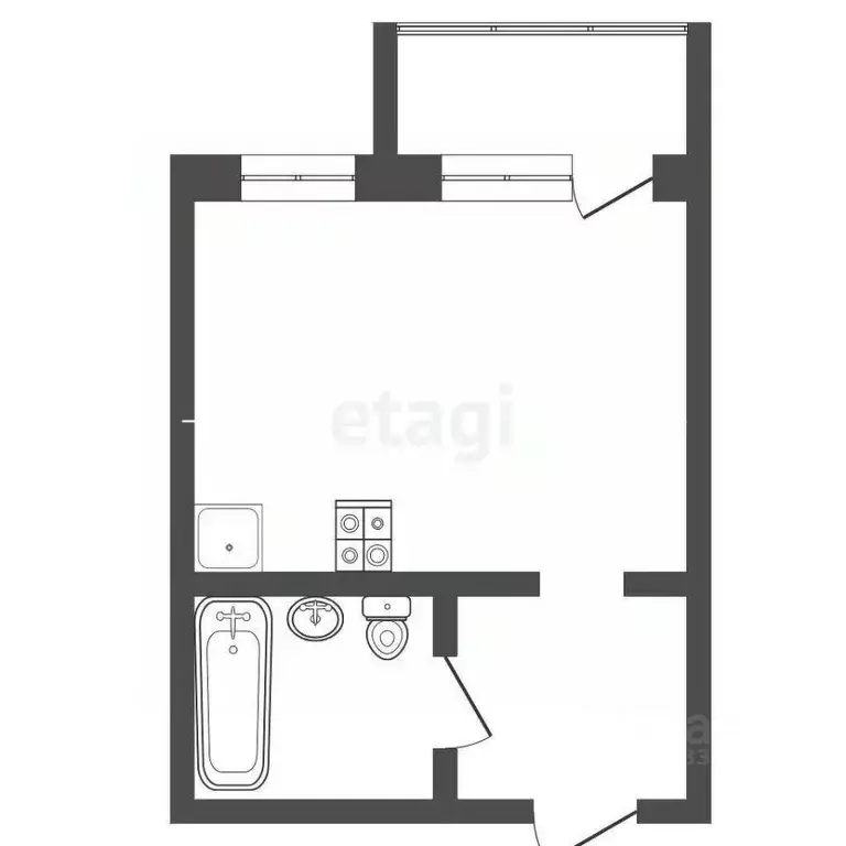Студия Тюменская область, Тюмень ул. Обдорская, 1 (30.3 м) - Фото 1