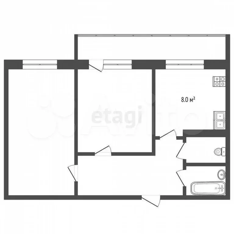 2-к. квартира, 49,1 м, 5/8 эт. - Фото 0