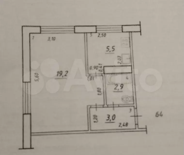 1-к. квартира, 30,6 м, 1/5 эт. - Фото 0