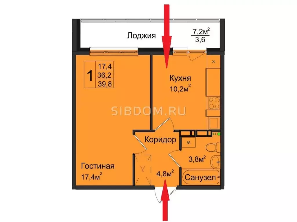 1-комнатная квартира: Новосибирск, 1-я Чулымская улица, уч12 (39.8 м) - Фото 0