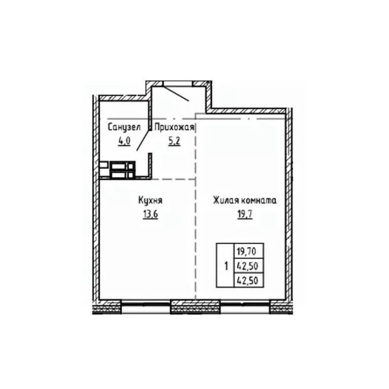 1-к кв. Приморский край, Владивосток Днепровская ул., 25к5 (42.5 м) - Фото 1