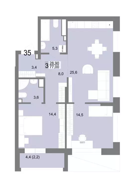 3-комнатная квартира: Екатеринбург, Посадская улица, 26 (77 м) - Фото 1