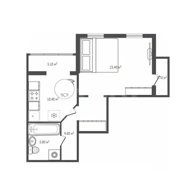 1-к кв. Брянская область, Брянск Московский мкр, 59 (51.5 м) - Фото 2