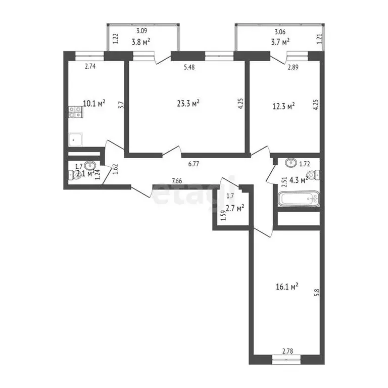 3-комнатная квартира: Тюмень, улица Пермякова, 83к2 (83 м) - Фото 0