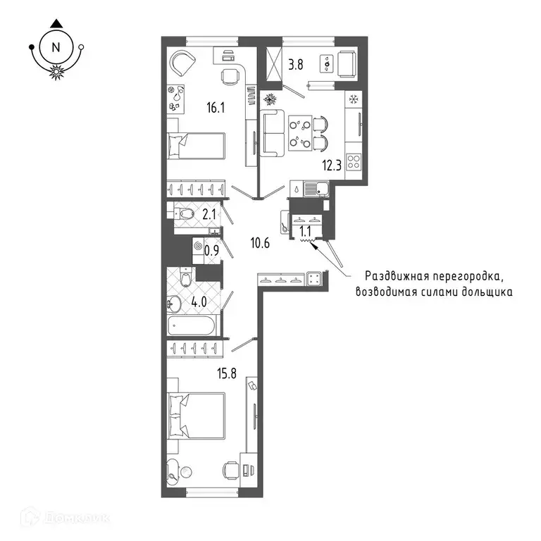 Продаётся 2-к квартира, 64.8 м - Фото 1
