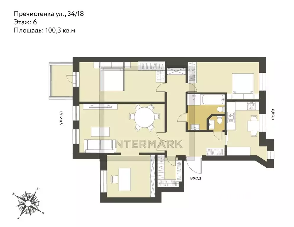 4-к кв. Москва ул. Пречистенка, 34/18 (100.3 м) - Фото 2