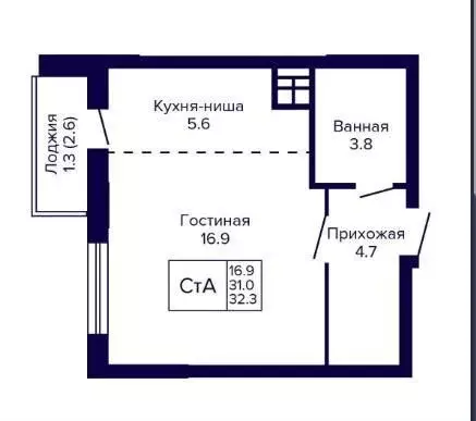 1-к кв. Новосибирская область, Новосибирск ул. Бородина, 54 (32.0 м) - Фото 0