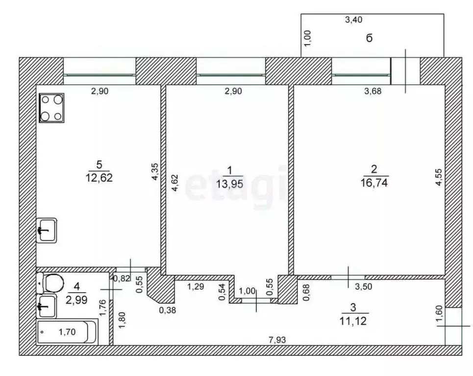 2-к кв. Ульяновская область, Ульяновск ул. Гончарова, 5 (58.2 м) - Фото 2