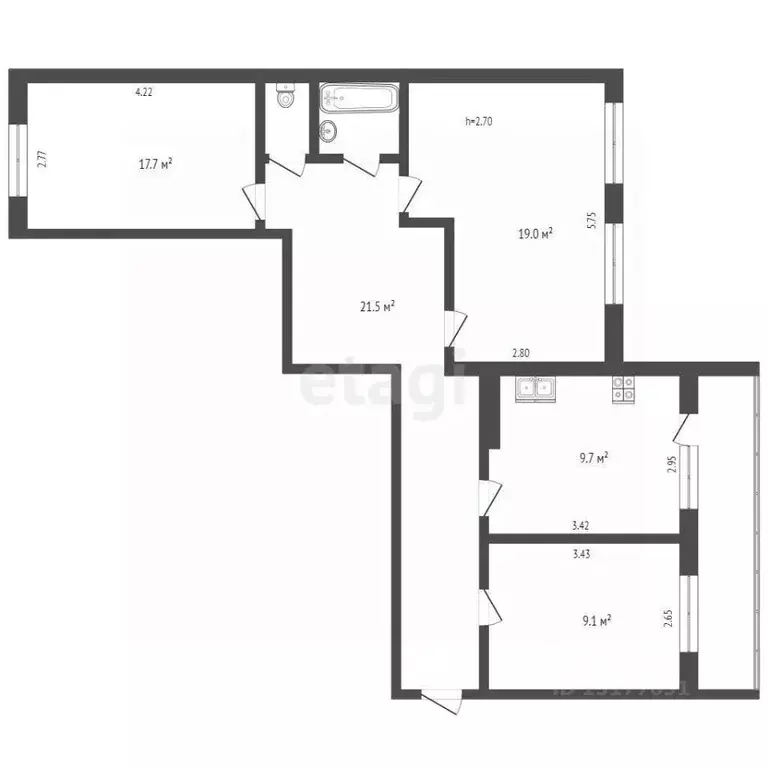 3-к кв. Ямало-Ненецкий АО, Ноябрьск просп. Мира, 26 (61.3 м) - Фото 1